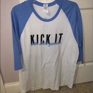 “Kick it with Delta Gamma” baseball tee